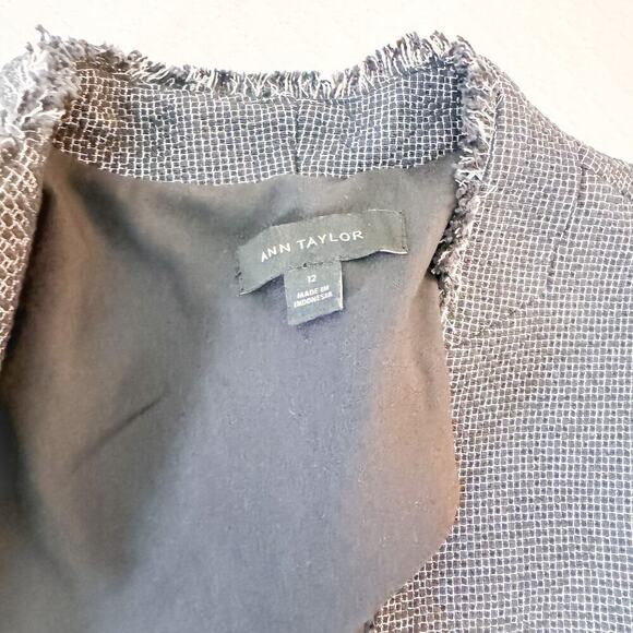Ann Taylor Fringed Hem Open Tweed Blazer NWOT SZ12 - Picture 5 of 7